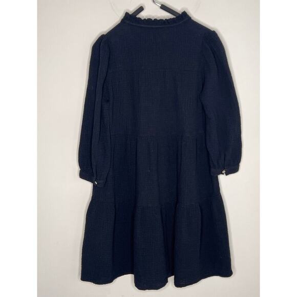 Honorine Giselle Cotton Gauze 3/4 Sleeve Tiered Mini Dress Black Women's Size XS - Picture 8 of 8
